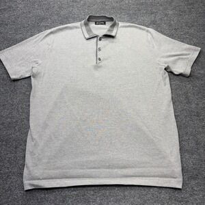St. Croix Mens XL Polo Shirt Grey Micro Stripe Short Sleeve Cotton Blend USA